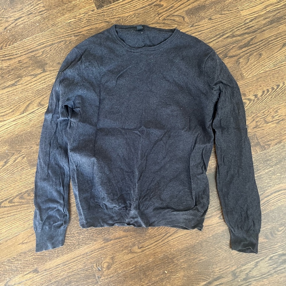 J. Crew Men's Black Cotton Cashmere Crewneck Sweater